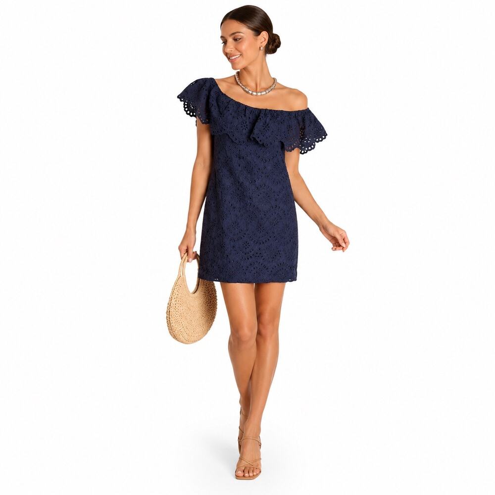 Cynthia Steffe Eyelet Off Shoulder Mini Dress 6 Romantic Coquette